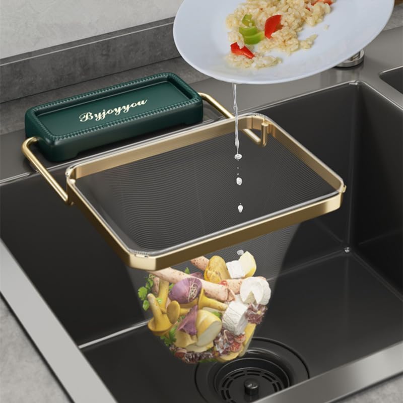 HASTHIP Kitchen Sink Strainer with 50Pcs Filter Mesh Bags 2 in 1 Folding Sink Strainer Dish Cloth Rack Metal Modern Kitchen Sink Edge Disposable Residues Strainer HASTHIP Kitchen Sink Strainer with 50Pcs Filter Mesh Bags 2 in 1 Folding Sink Strainer Dish Cloth Rack Metal Modern Kitchen Sink Edge Disposable Residues Strainer